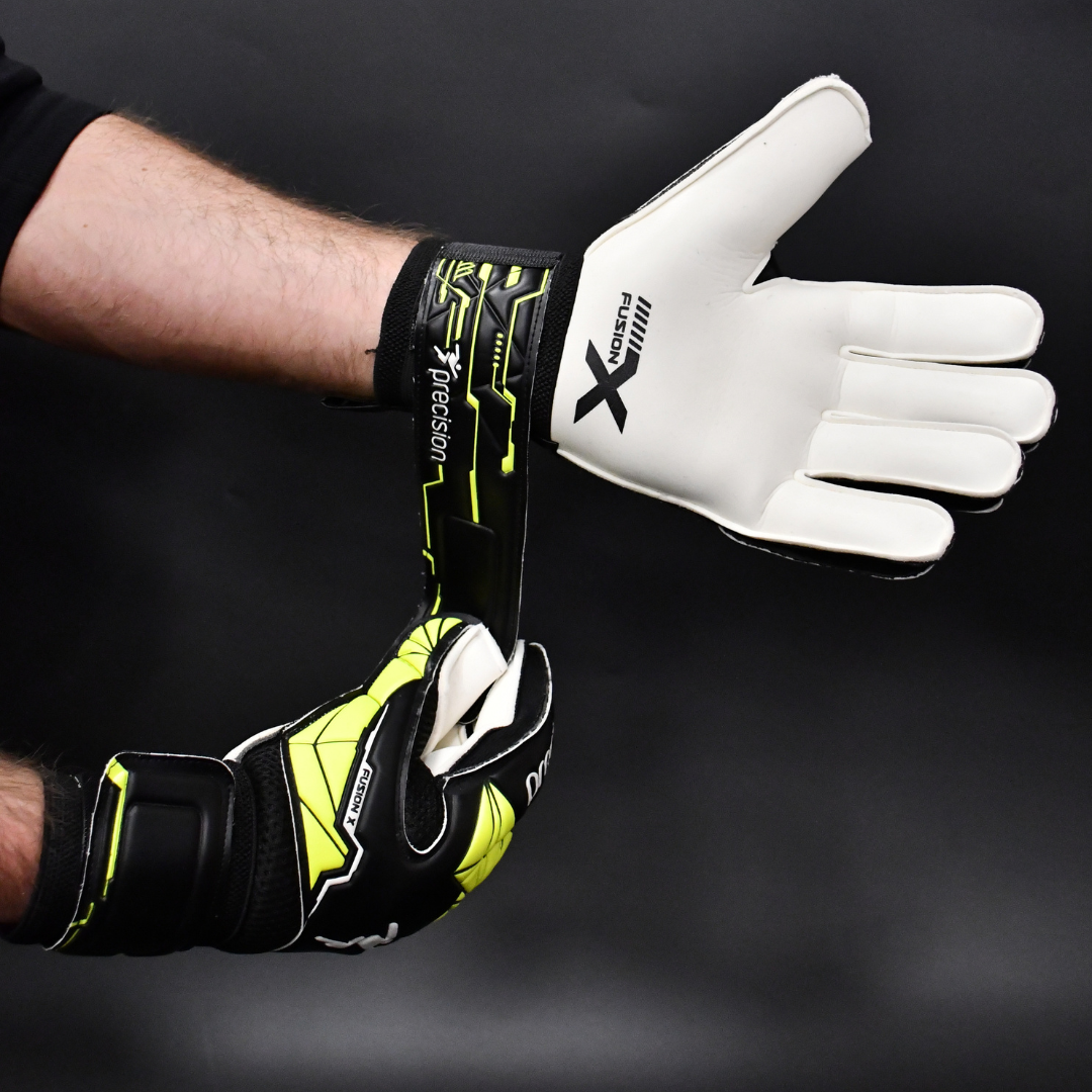 Precision Junior Fusion X Flat Cut Finger Protect GK Gloves Precision Sports